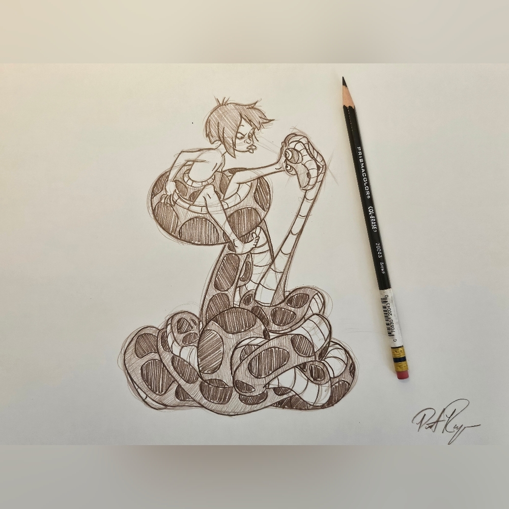 Disney Jungle Book Mowgli and Kaa Drawing/Sketch animation art handmade